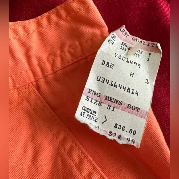 Vintage Gotcha Mens Size 31 Neon Orange Fade Orange New - Picture 2 of 5